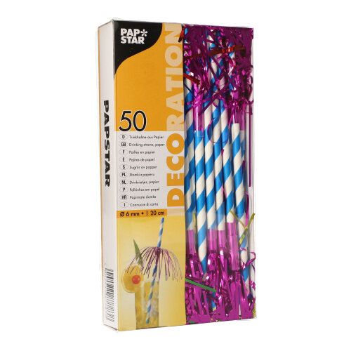 Papier-Deko Trinkhalm Palme Fireworks 200 x 6mm 50 Stk